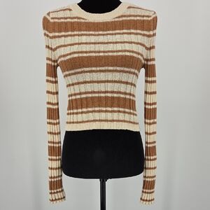 Billabong Brown and Cream Striped Sweater